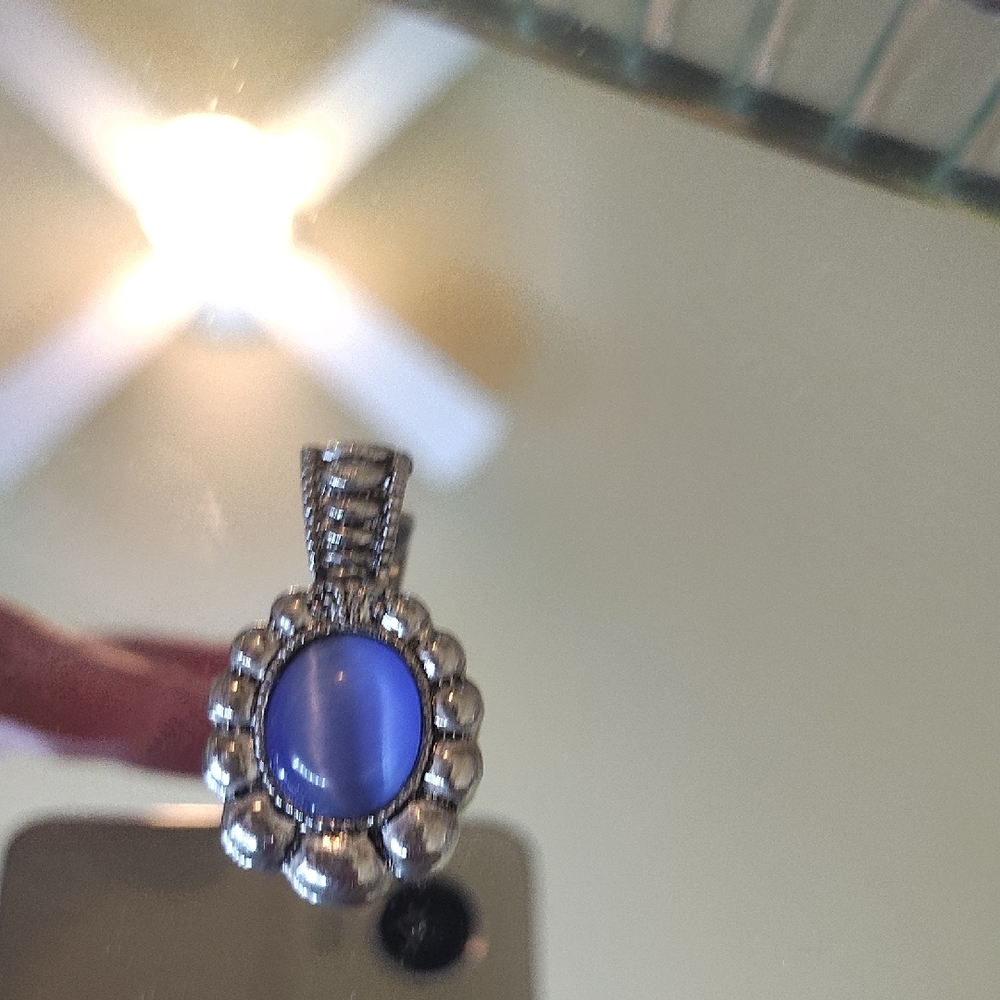 Luminous Blue Stone Silver Necklace